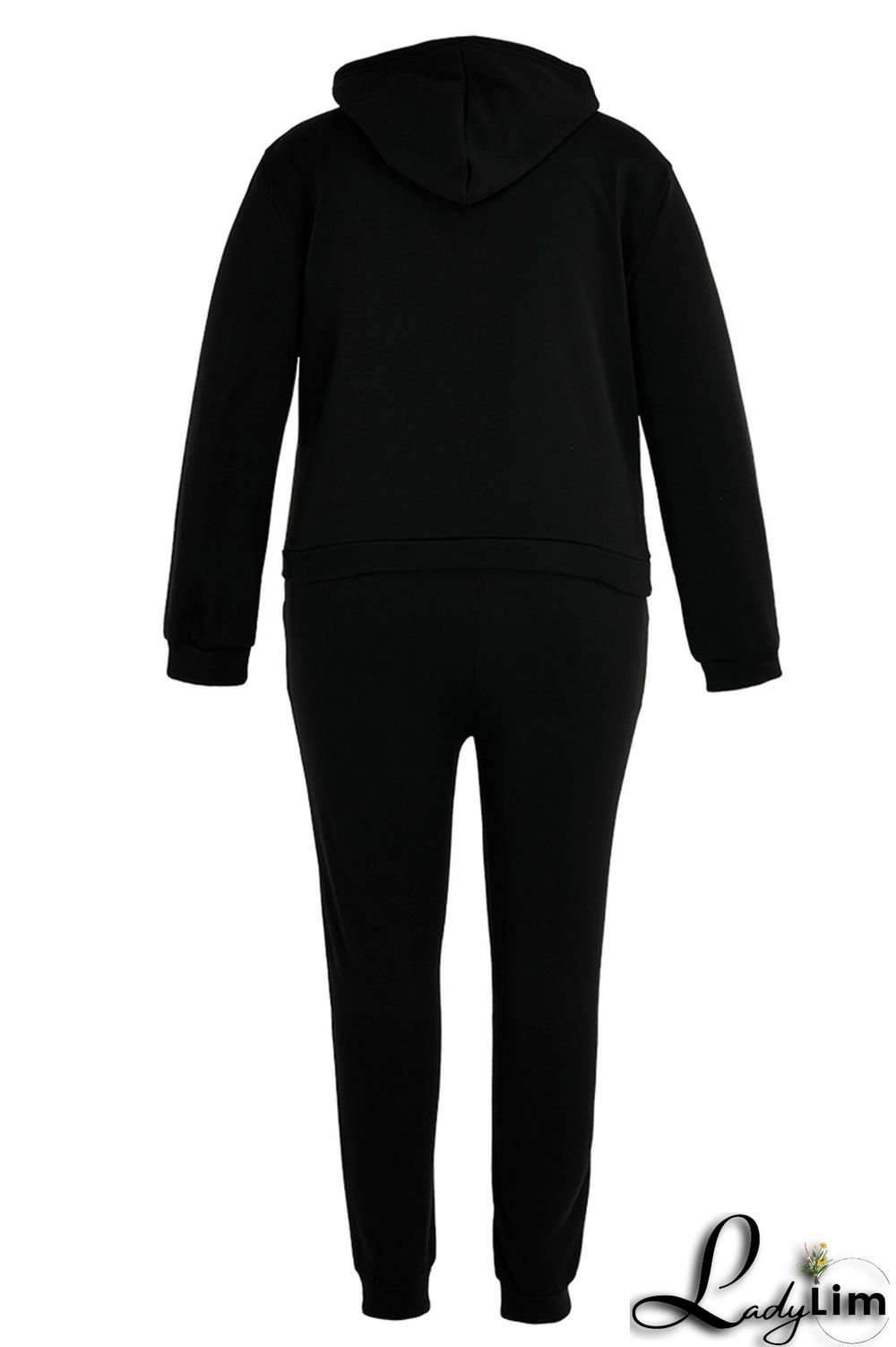 Pink Casual Print Patchwork Hooded Collar Plus Size Two Pieces