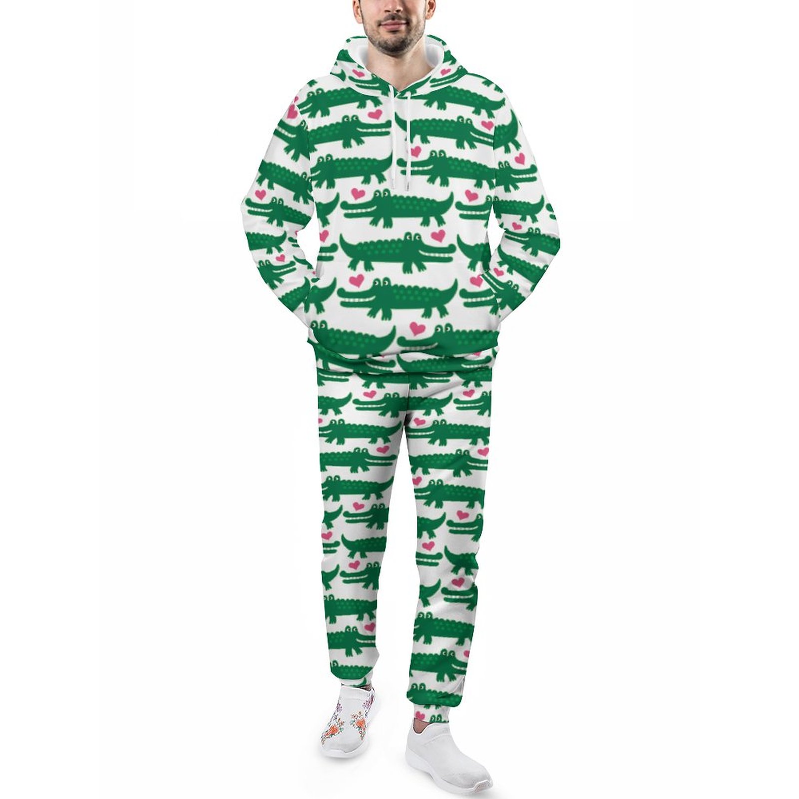 Funny Alligator Crocodile Skin Men's Sweatsuits Set Guys Streetwear Athletic Pullover And Sweatpants Suit Outfit S-5Xl