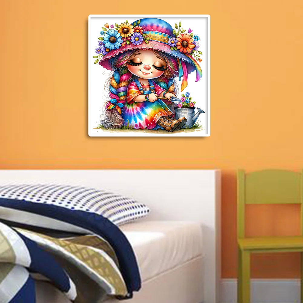 Full Round Diamond Painting 30*30cm - Gardening Girl