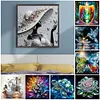 Fleur papillon-plein diamant rond peinture-30 * 30cm