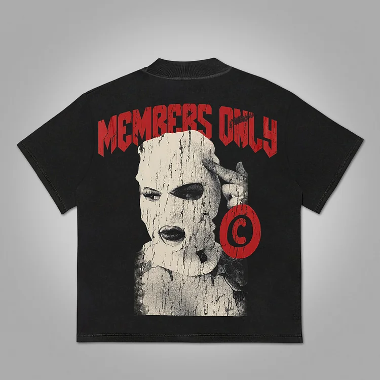 Vintage Members Only Print Graphic 100% Cotton T-Shirt