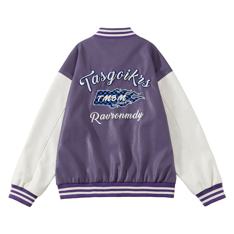 The Supermade Retro Motorcycle Leather Baseball Jacket