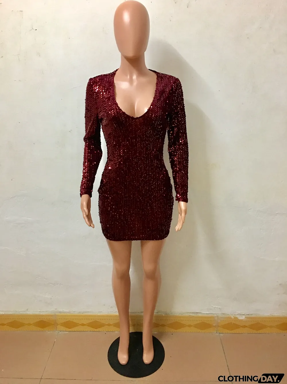 Sexy Bling Bling Long Sleeve Party Dress
