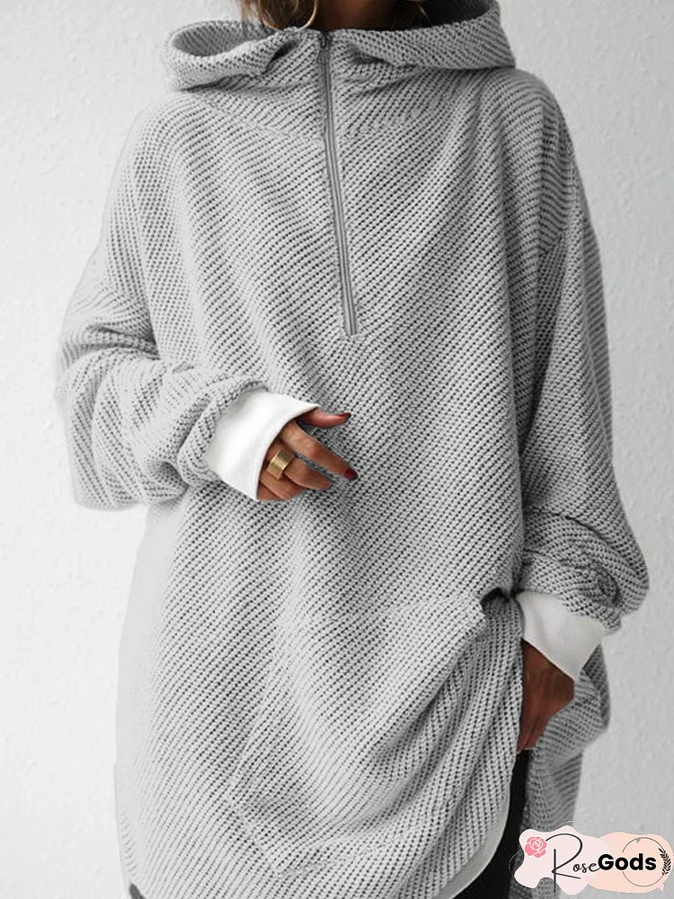 Hoodie Casual Shift Plain Sweatshirts