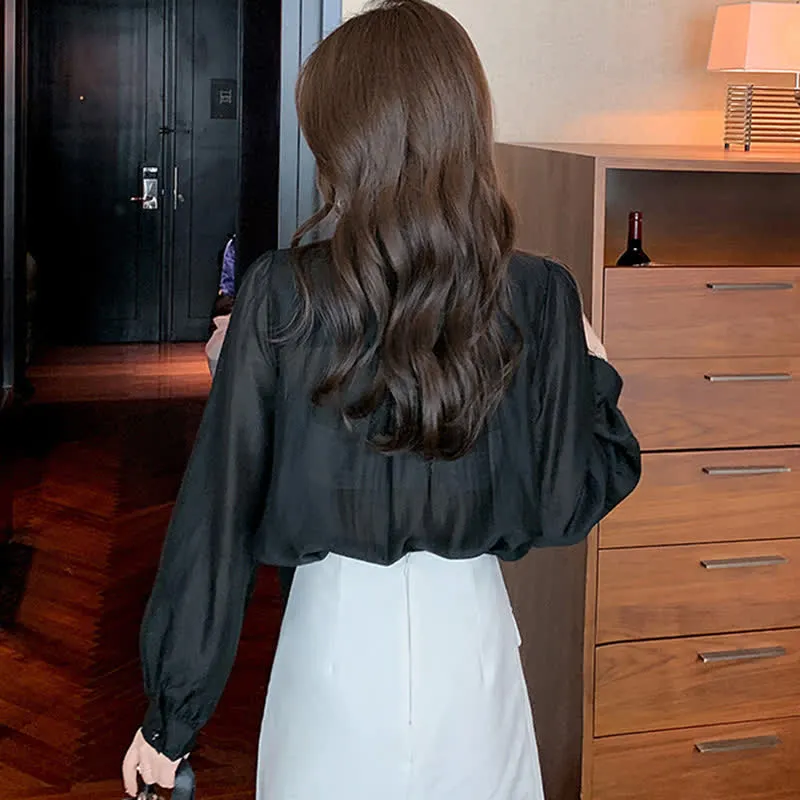 Vintage Buckle Jacquard Long Sleeve Shirt Workwear