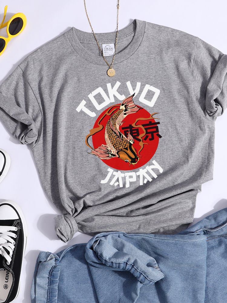 Tokyo Sun Carp, Japan Prints Tshirt Fashion Summer T Shirt Street High Quality Tee Clothing Breathable Sport Cool Women T Shirts - Life is Beautiful for You - SheChoic