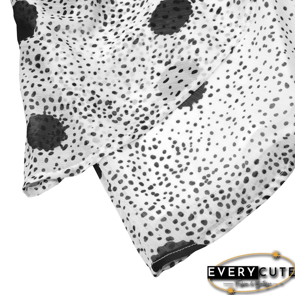 White V Neck Ruffle Hem Long Sleeve Romper