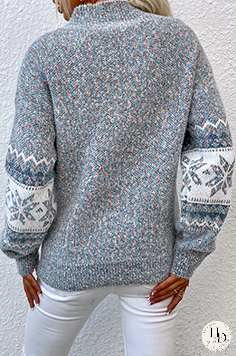 Casual Snowflakes Basic Half A Turtleneck Tops