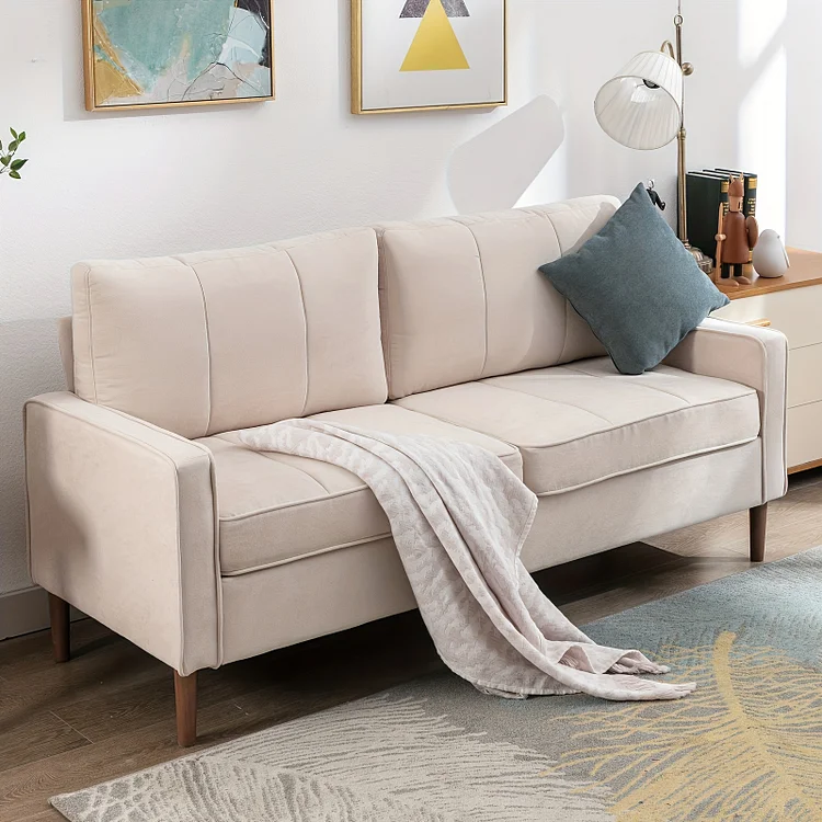 Bestier 69" Wide Modern Style Linen Upholstered Loveseat Sofa with the Solid Wood Foot