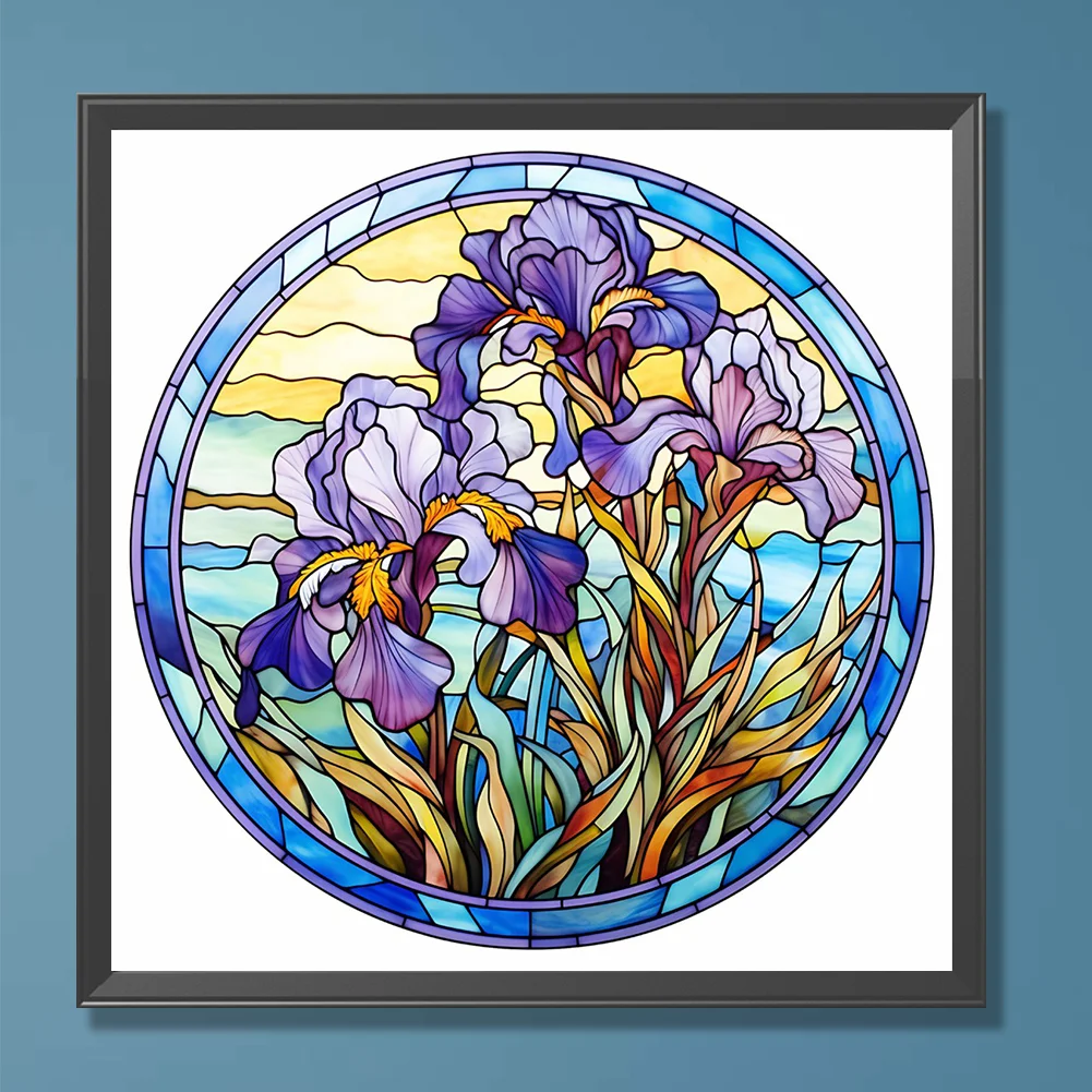 Diamond Painting - Full Round Drill - Stained Glass Flower(30*30cm)