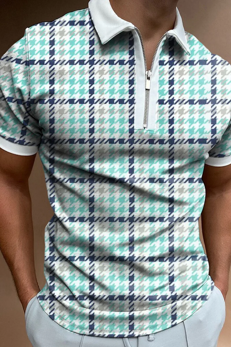 Tiboyz Plaid Short Sleeved Polo Shirt