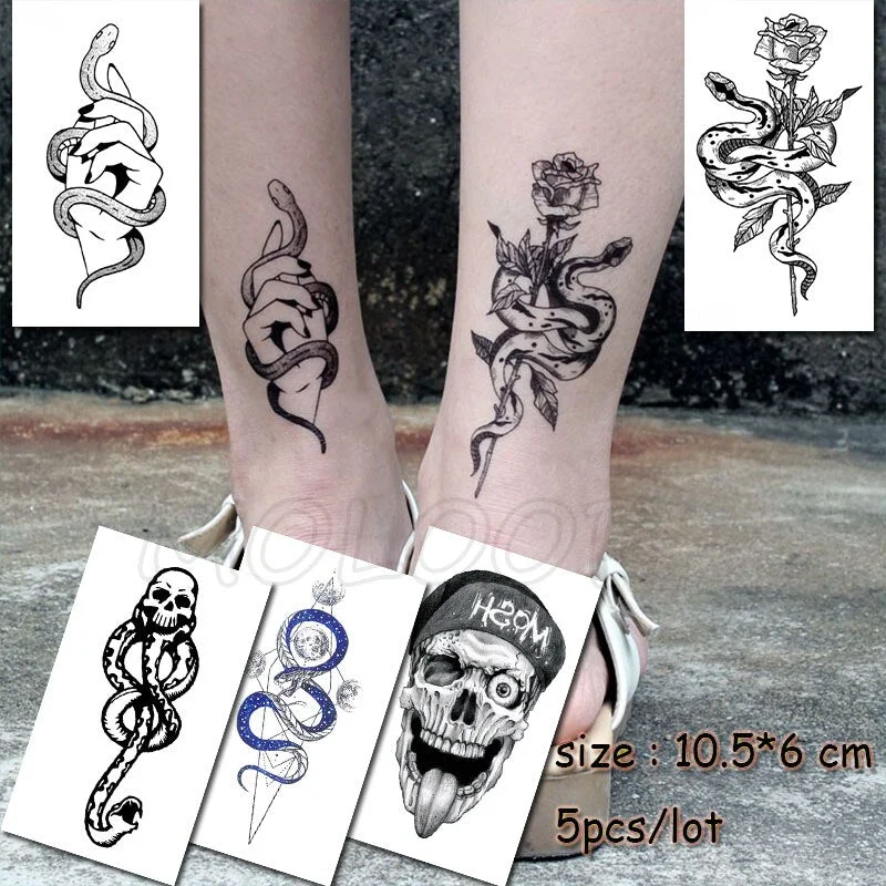 5 Pcs Temporary Tattoo Sticker Tree Bird Moon Sun Forest Waterproof Fake Tatto Water Transfer Tatoo Art for Kid Girl Woman Man