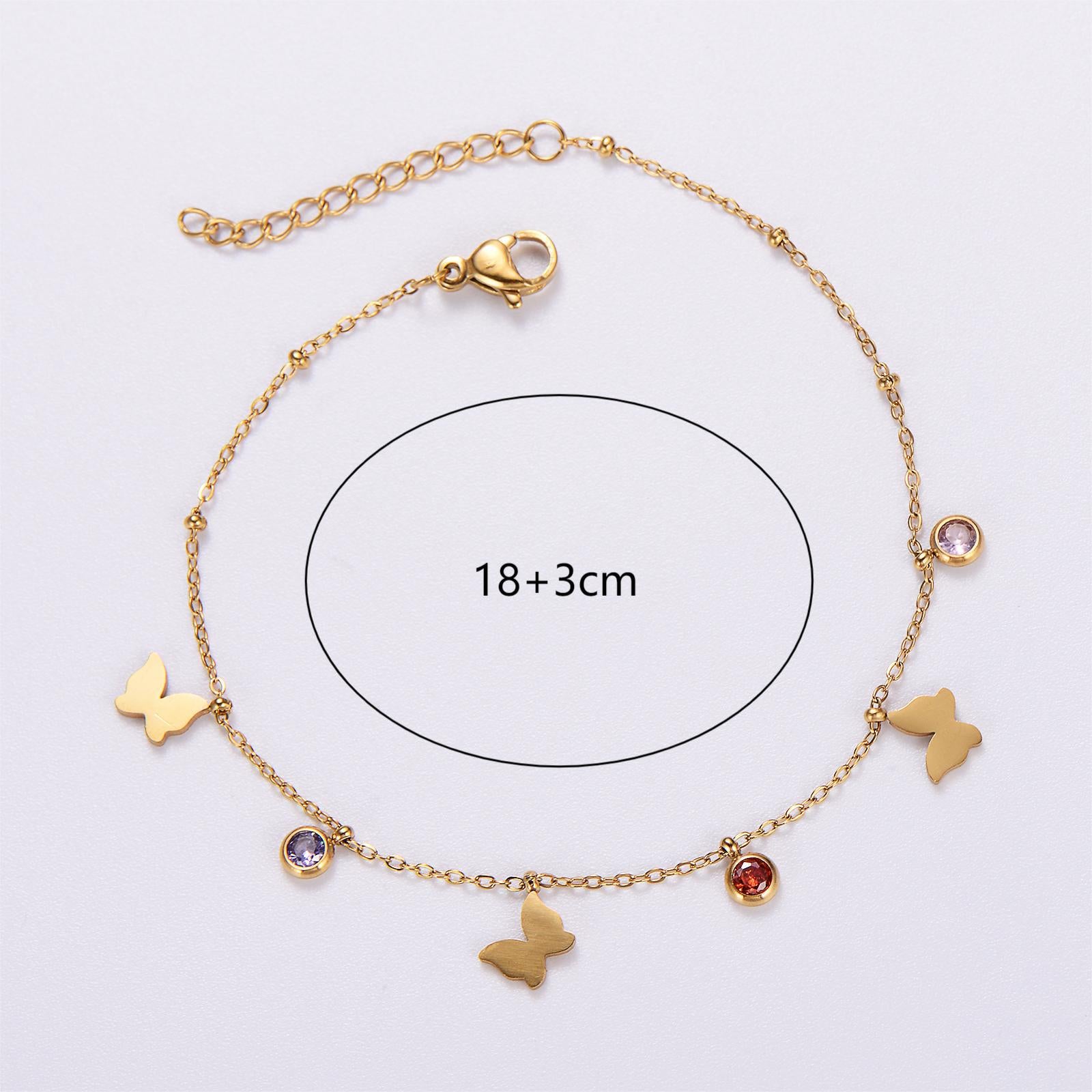 6 Pcs Women Minimalist Stripe Circle Round Animal Text Letter Chinese Zodiac Number Stainless Steel Electroplating Bracelets