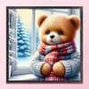 Winter Window Bear-11CT Stamped Cross Stitch 40*40cm/15.75*15.75in tapestrymarket