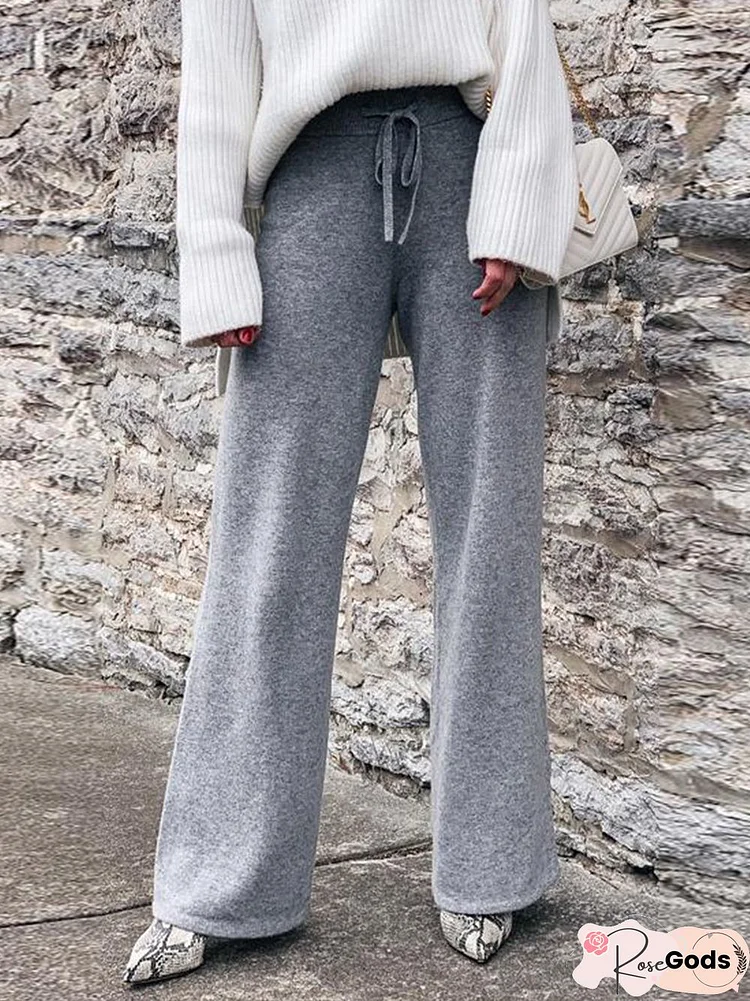 Drawstring Knit Loose Pants