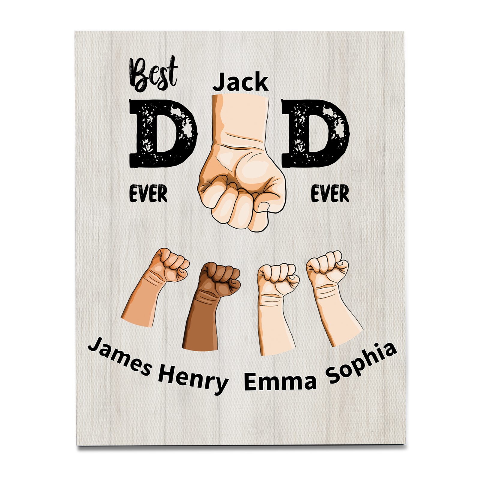 Best Dad Ever - Personalised Fist Bump Wooden Plaque Custom 2–12 Names Home Decor Father's Day Gifts-Jessemade AU