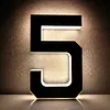 LED Illuminated Modern Address Sign Waterproof Personalized Solar Powered Address Number Dusk To Dawn Adhesive Or Screw Mount for Outside House Light Up Courtyard Hotel Bar