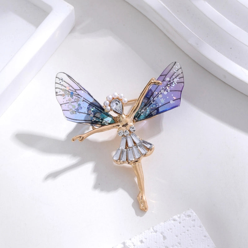 Sweet Pin Dragonfly Arylic Zinc Alloy Plating Inlay Rhinestones Unisex Brooches