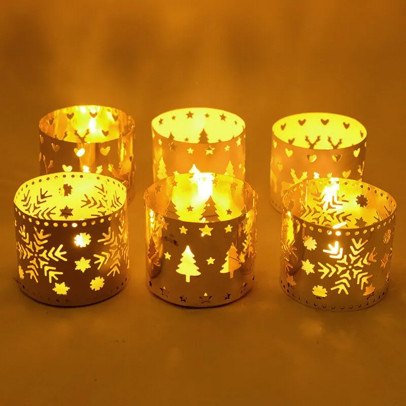 Xmas Iron Hollow Candle Holder Merry Christmas Decorations For Home Table Ornaments Noel Navidad Natal New Year Gifts 2022