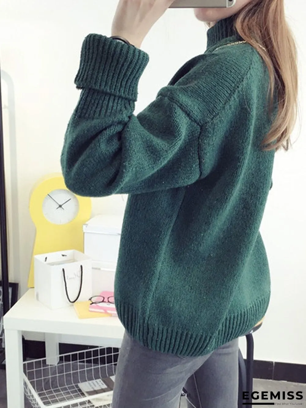 High neck pullover female loose sweater | EGEMISS