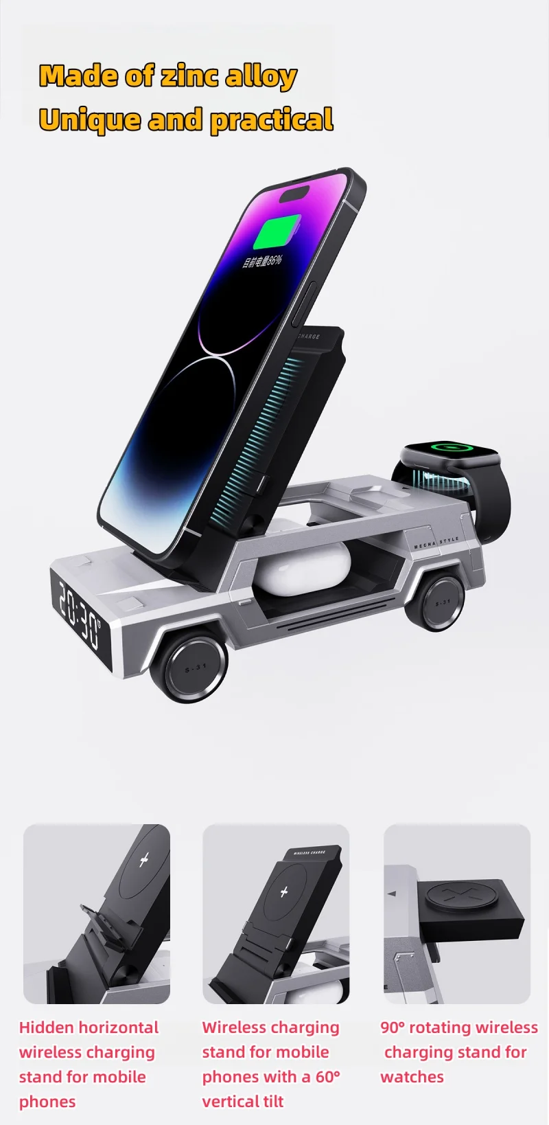 Desktop Bracket Wireless Fast Charging Creative Car Shape Design