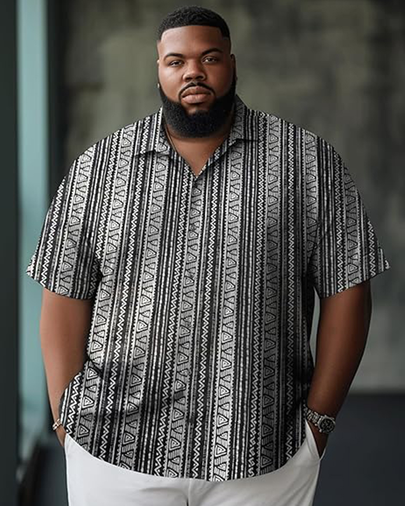Big and Tall Men's Short Sleeve Button Summer Beach Work Shirt
