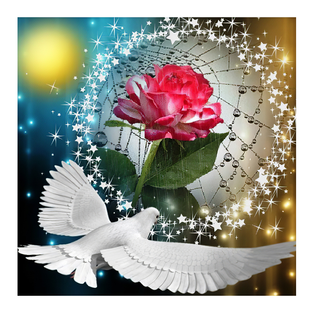 

Pigeon Rose - Round Drill Diamond Painting - 35*35CM, 501 Original