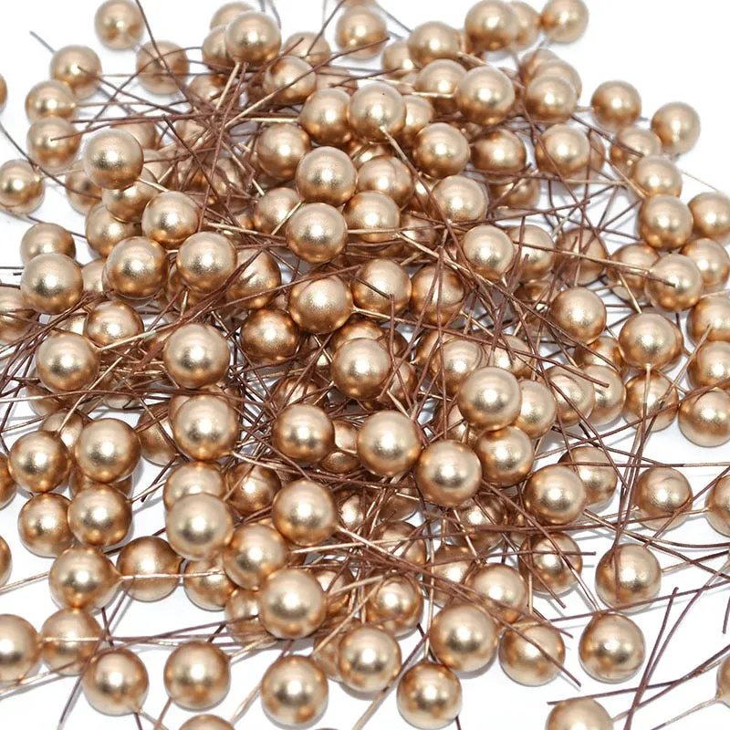 50pcs Colorful Pearl Stamens Artificial Flower small berries cherry For DIY Wedding Christmas Cake Box Pearl Wreaths Decoration