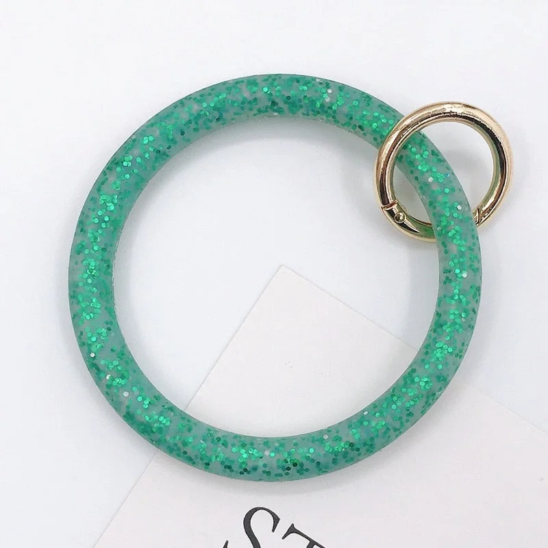 Dvacaman Hot Sale Big O Shaped Silicone Loop Wrist Key Ring Keychain with Gold O Clasp Round Key Wrist Strap Accessory Wholesale