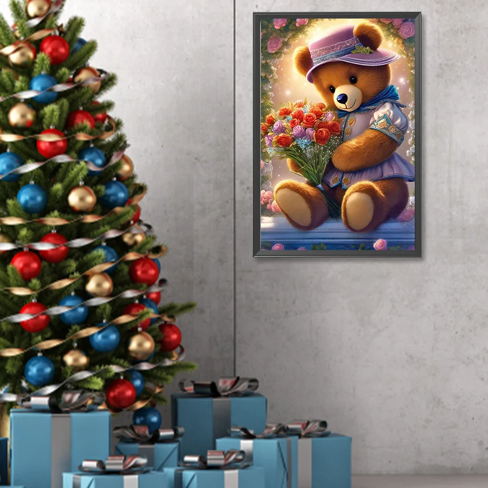 Diamond Painting - Full Round Drill - Flower Bear(Canvas|40*60cm)