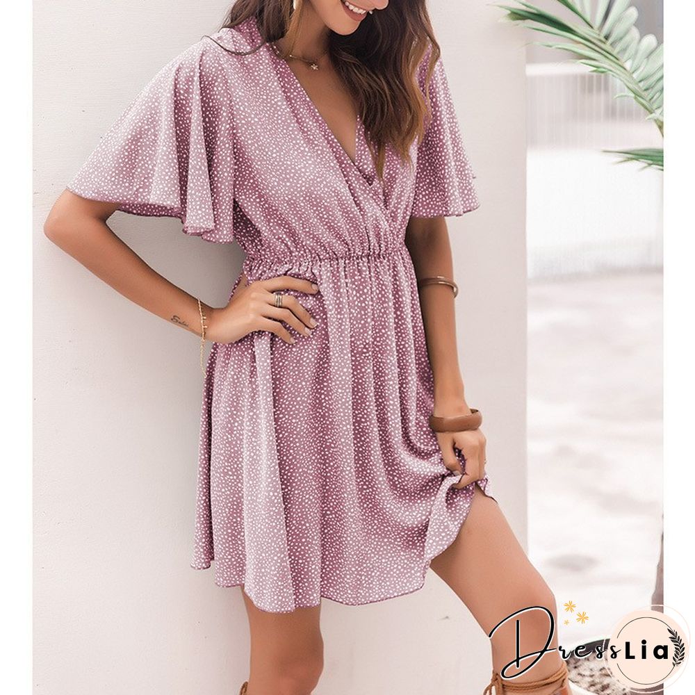 V-neck Short Sleeve Women's Dress