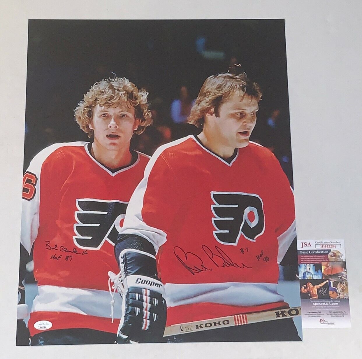 Bobby Clarke & Bill Barber signed Philadelphia Flyers 16x20 Photo Poster painting HOF JSA