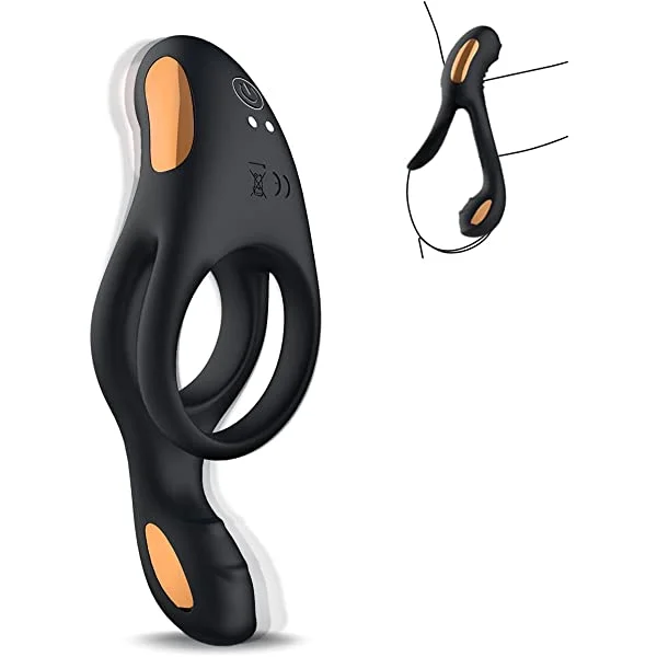 Vibrating Cock Ring with Clitoral Vibrator,10 Vibration Modes Penis Ring for Men