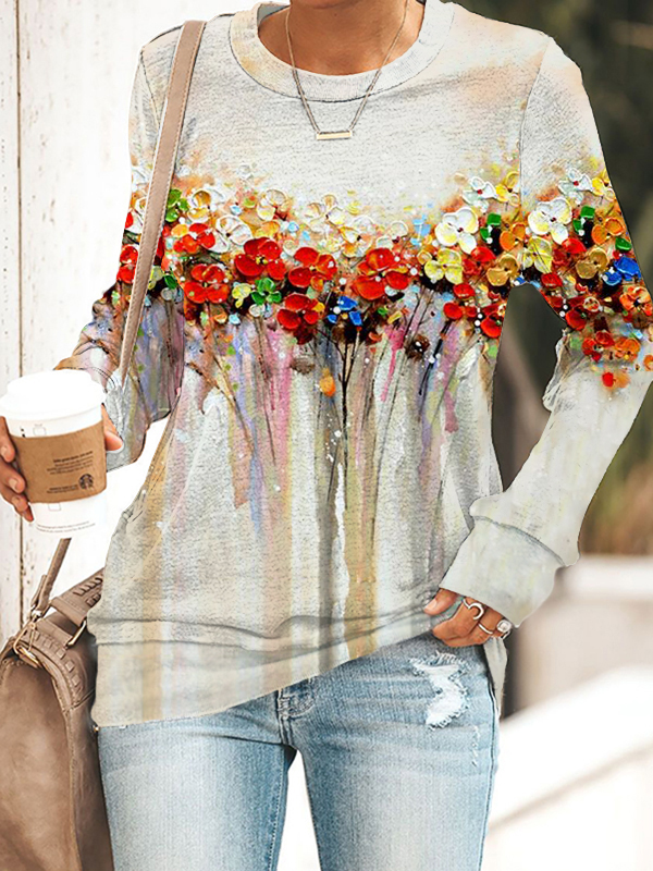 Abstract Art Print Round Neck Sweatshirt  artssus