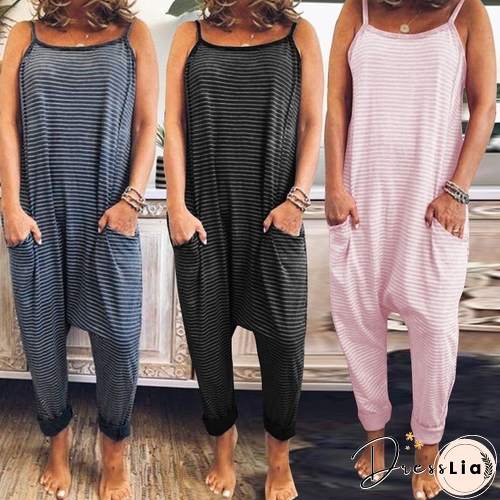 S-XXXXXL Women Sleeveless Casual Tank Playsuit Pockets Holiday Comfy Baggy Dungarees