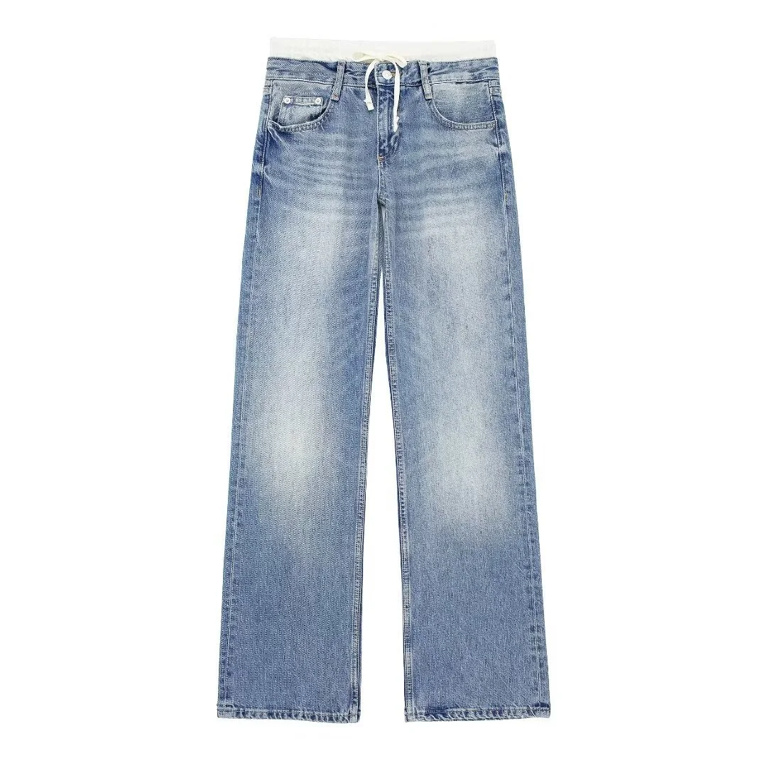Women's Mid Waist Wide Leg Denim Jeans
