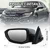 MOFOAP Driver Side Mirror Compatible With 2016 2017 2018 2019 2020 2021 Honda Civic Coupe Sedan Hatchback,Mirror with Power Glass,Non-Heated,Manual Folding(Silvery)
