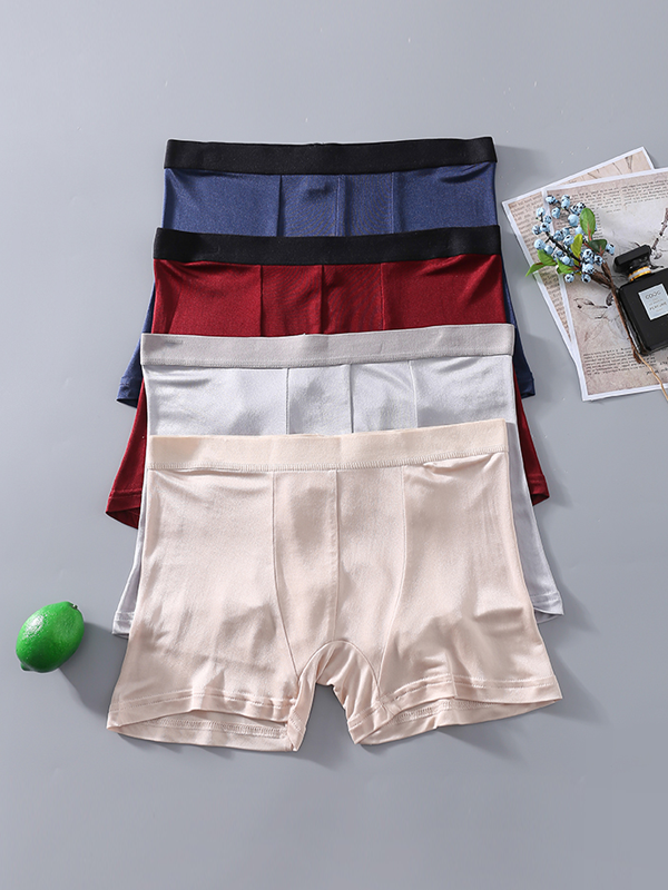 Silk Boxer Briefs Elastic Comfortable Style 4-Pack