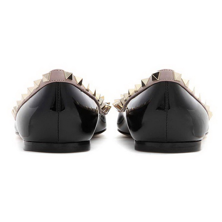 Pointed Toe Flats For Women Fashion Rivets Comfort Ballet Flats Black Shoes-vocosishoes