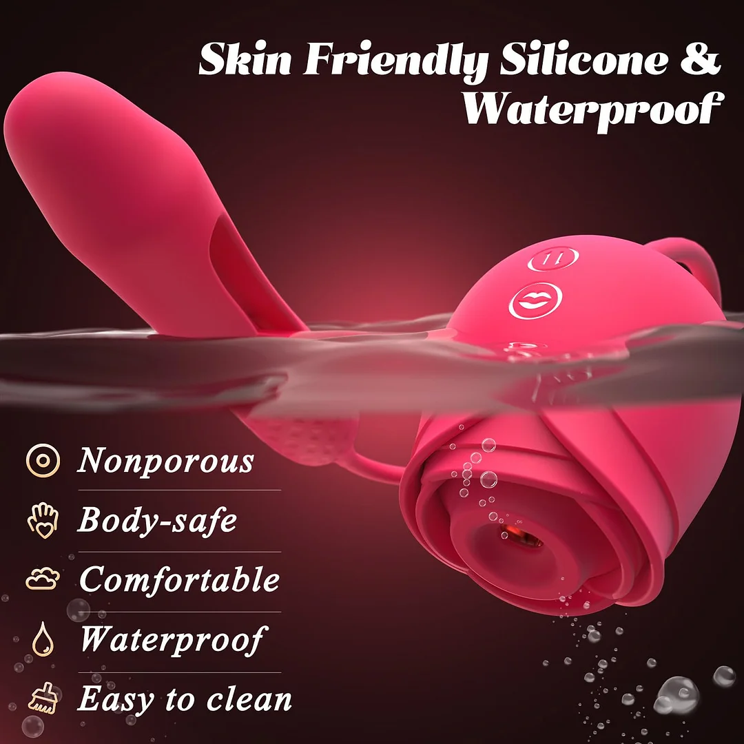 Molly Upgraded Rose Clitoral Sucker & Flapping Dildo Vibrator