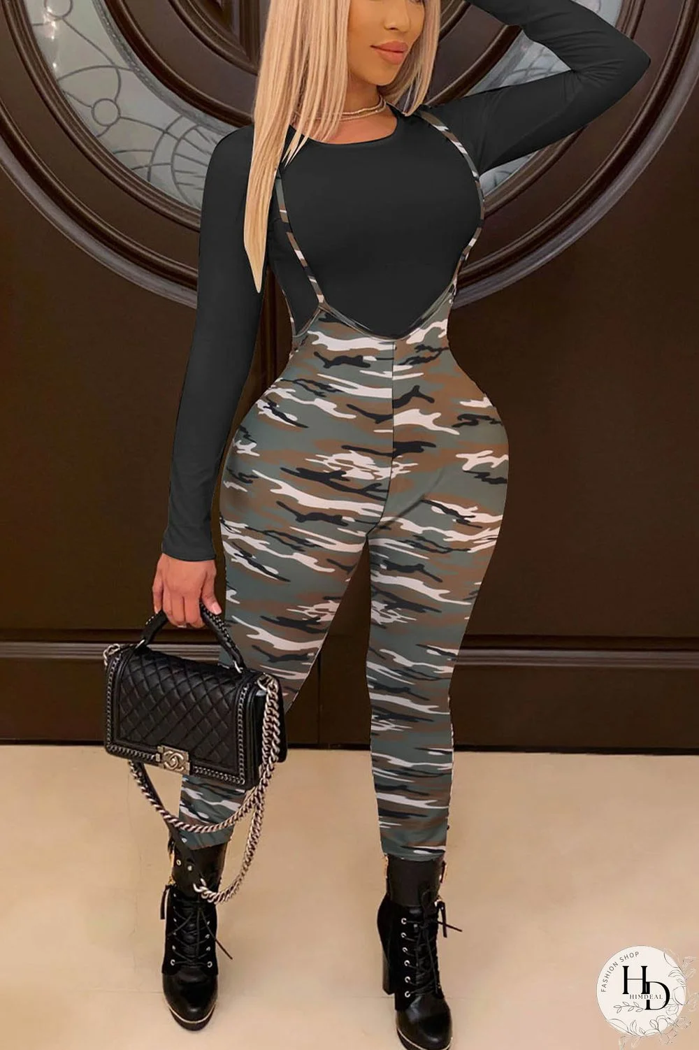 White Daily Leopard O Neck Long Sleeve Two Pieces