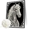 Kit de peinture en perles maison pour cheval blanc pour d&eacute;coration murale 30x40cm sans cadre