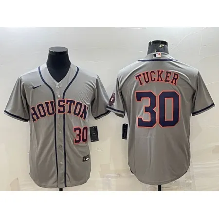 Men's Houston Astros #30 Kyle Tucker Gray With Patch Cool Base Stitched Jersey 3822