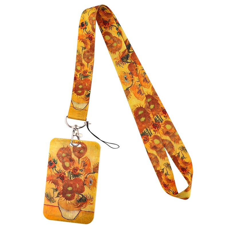 Art Style Van Gogh Lanyard Card Cover Student School Card Bus Pass Shuttle Card Access Control Card Double-sided Printed Mobile Phone Strap