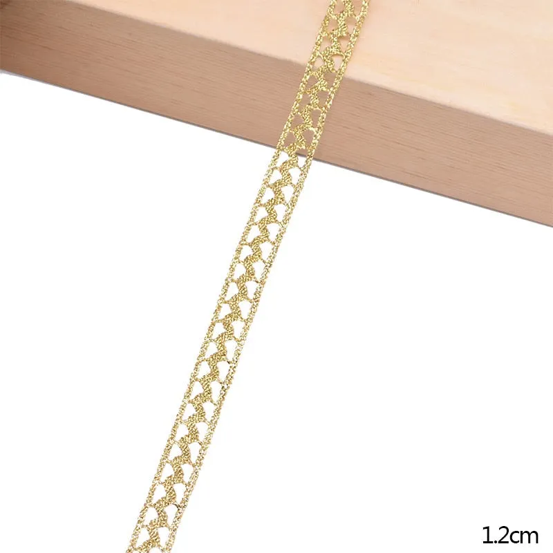 5/10Yards Gold Lace Trim Ribbon Curve Lace Fabric Sewing Centipede Braided Lace Wedding Craft DIY Clothes Accessories Home Decor
