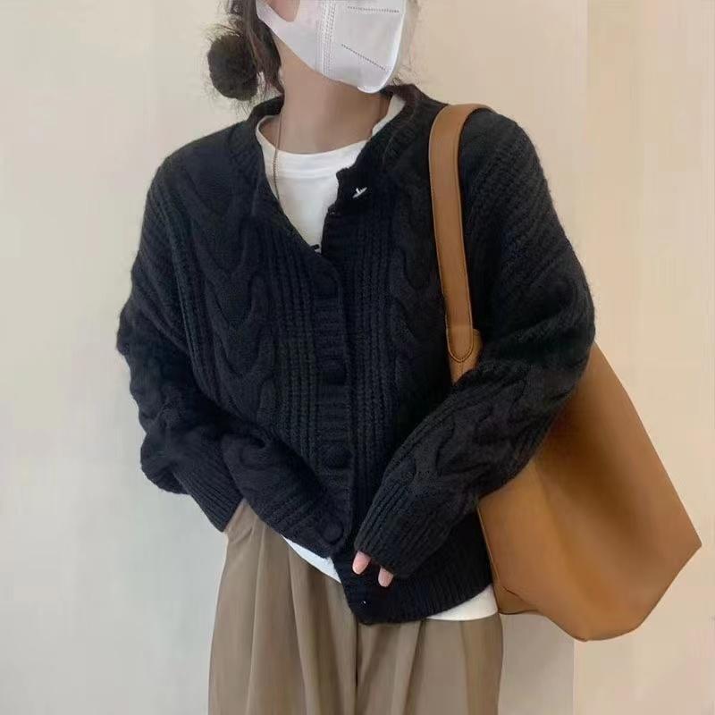 Aiertu datenight fall outfits Autumn Women's Vintage Twist Knitted Sweater Thickened Loose Coat Long Sleeve Top Fashion aiertu