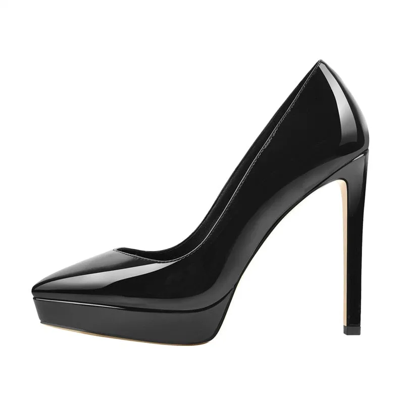 Onlymaker Women's Pointed Toe Platform 12CM Stiletto Heels Slip On Pumps Dress Party Dress Sexy Fashion Pumps