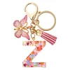 DIY Pink Tassel Ring Letter Butterfly Keychain