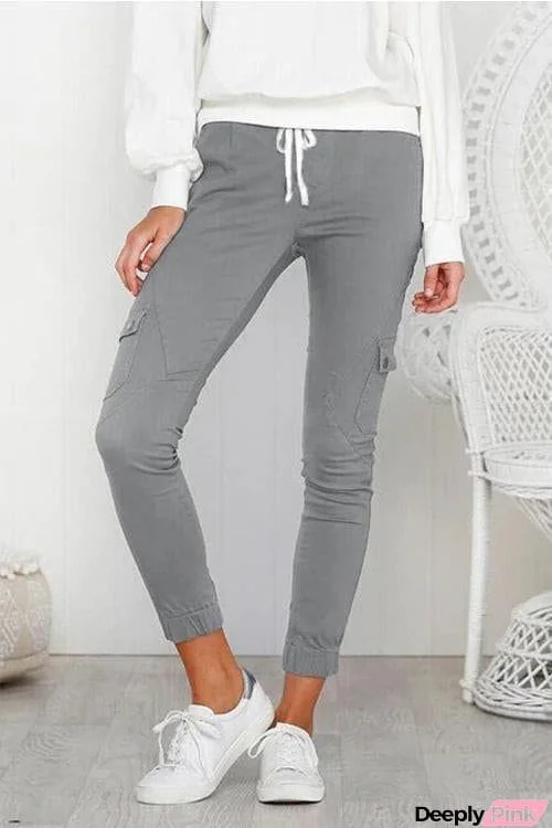 Pocket Drawstring Skinny Pants