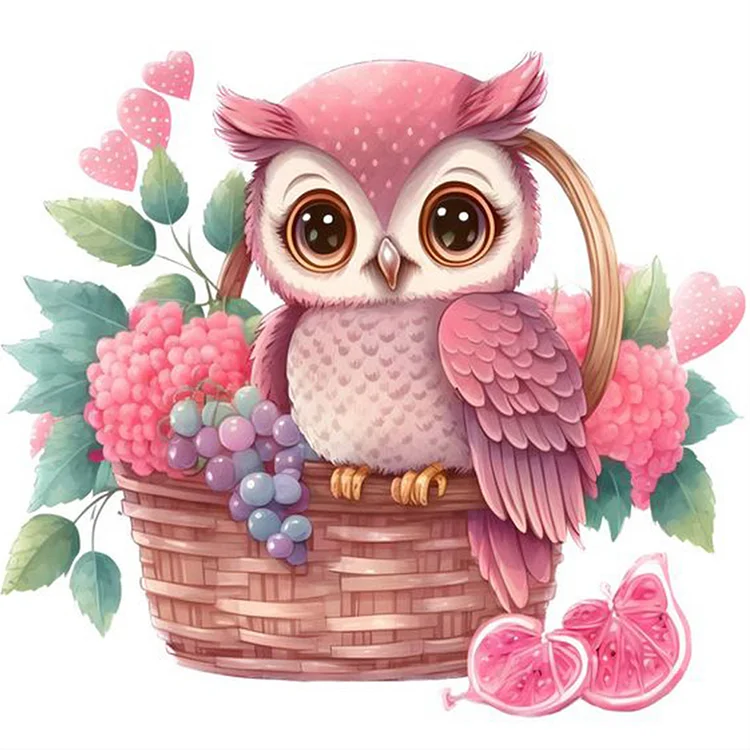 Fantasy-Pink Flower Owl - Full Round Drill Diamond Painting - 30*30CM(Canvas)